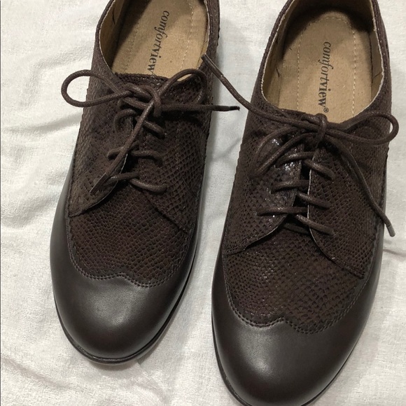 NWOT-Comfortview Snakeskin Wingtip Loafers Sz 8w - Picture 1 of 7